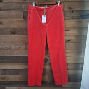 J.Crew Kate Red Velvet Pants 12T High Rise Striaght Leg NWT